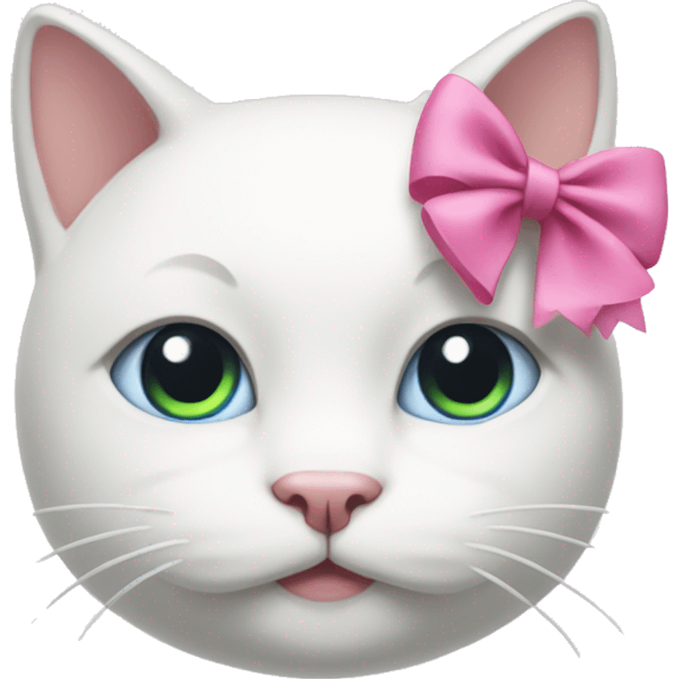 White cat with a pink bow on its head emoji