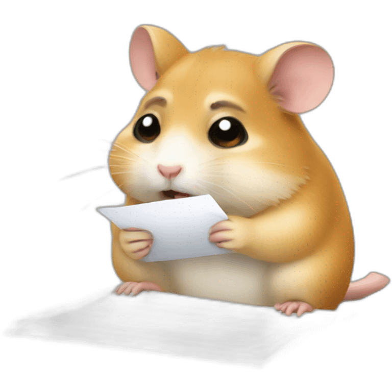 crying hamster writing a note emoji