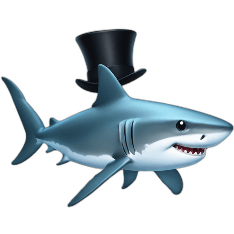 Shark with a top hat emoji