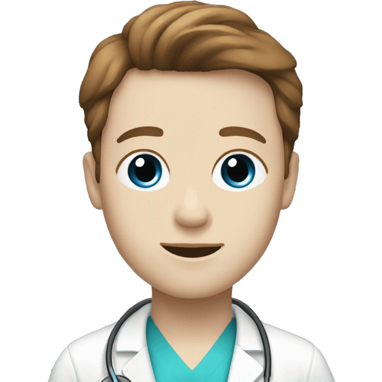 doctor with blue eyes pale skin and brown hair emoji