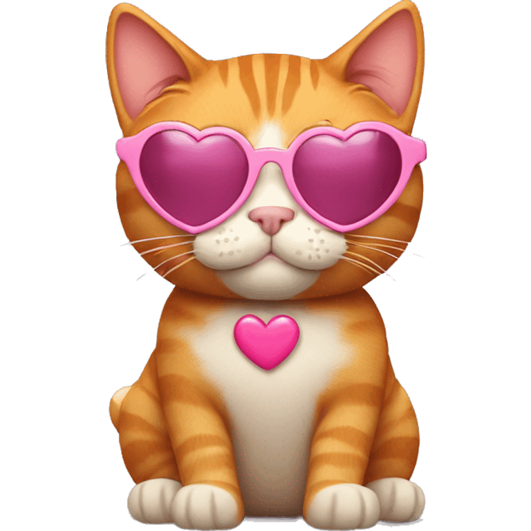 Ginger cat with pink heart sunglasses  emoji