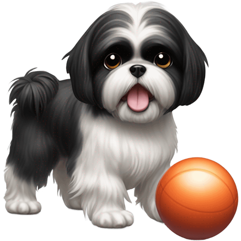 Black shih tzu bowling emoji