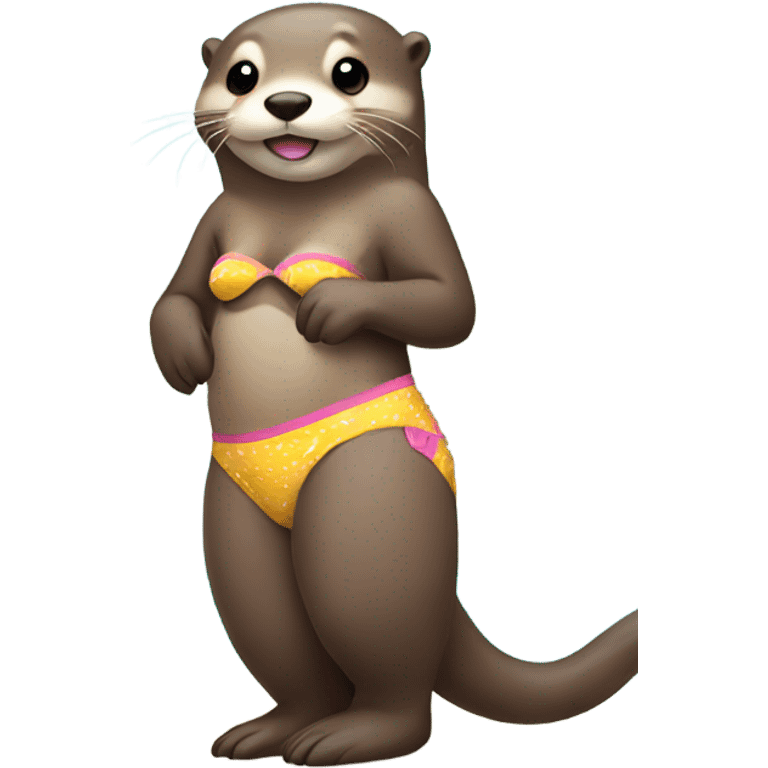 Otter in a bikini on a beach emoji