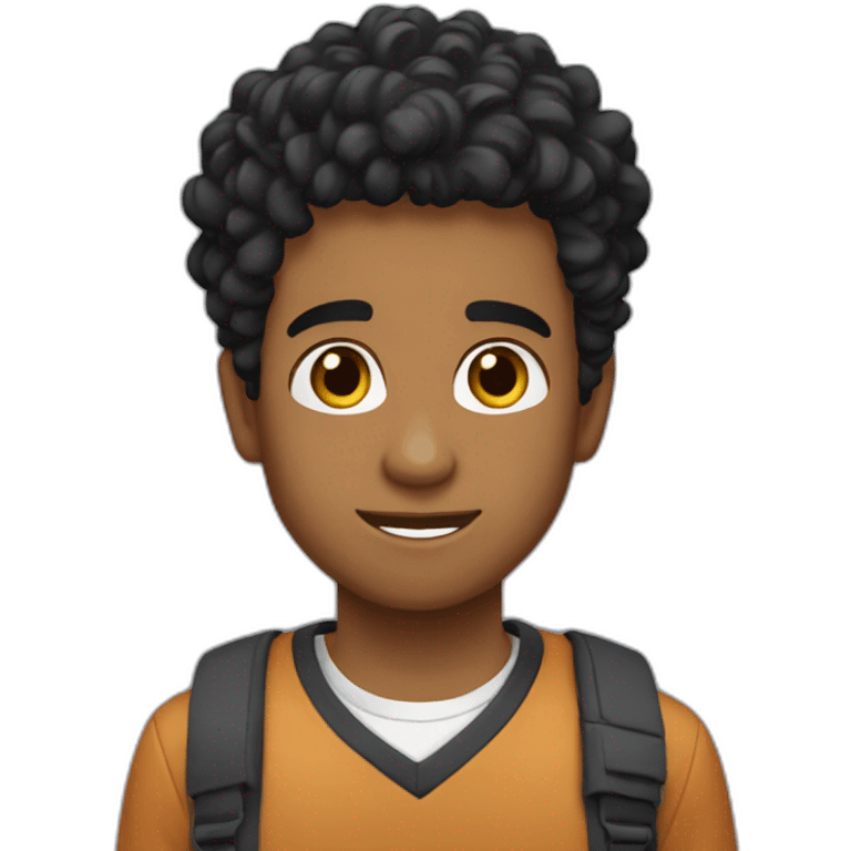 Chico Adolescente pelo negro arriba rizado emoji