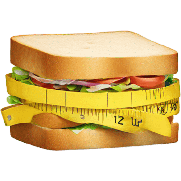 Sandwich with tape measure pulled tight like waist emoji