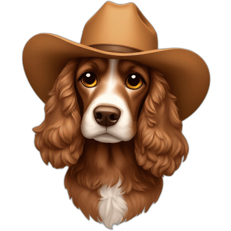 brown cocker spaniel in cowboy hat emoji