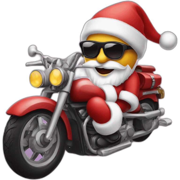 Santa clause with sunglasses on motorbike  emoji