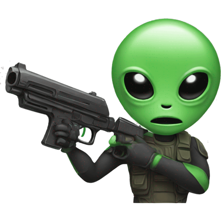 alien with gun emoji