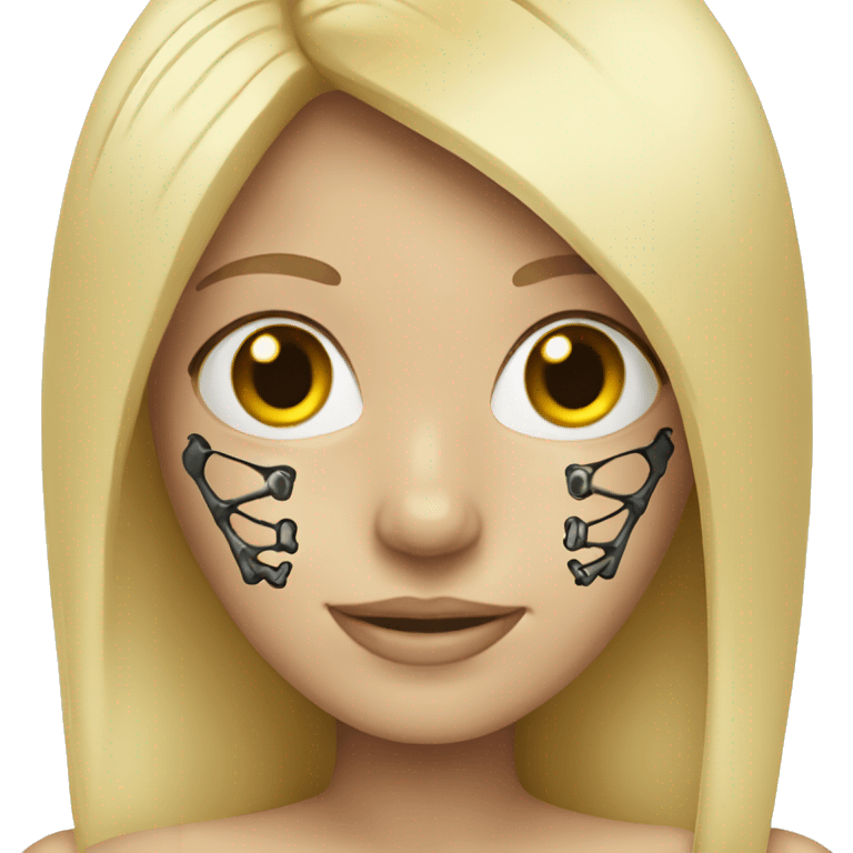 blonde girl with skeleton features emoji