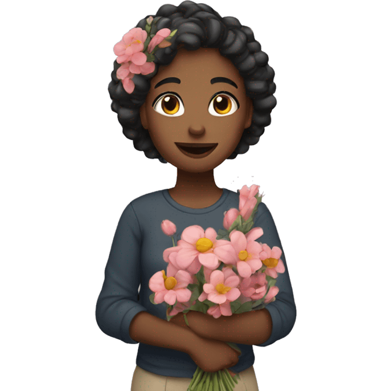 girl with flowers  emoji