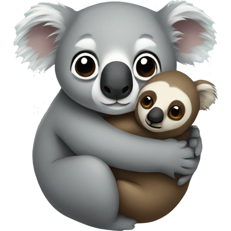 Koala cuddling a sloth emoji