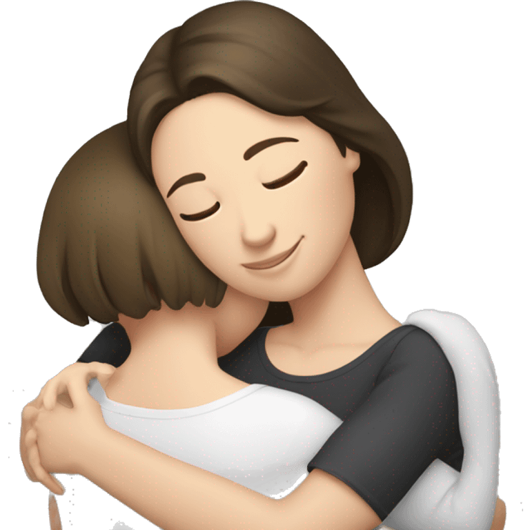 White brunette girl hugging her white brunette mom emoji