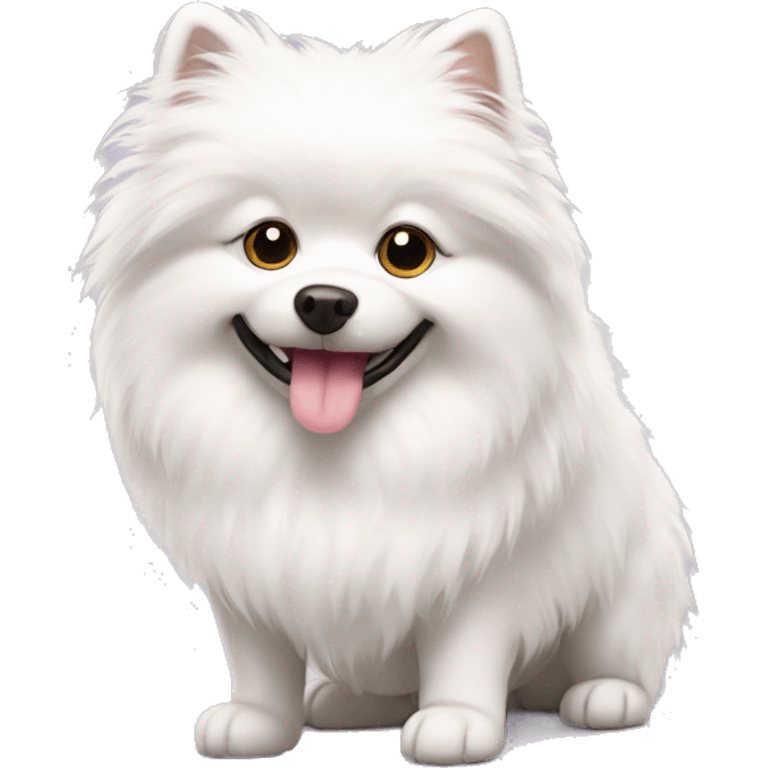 white fluffy dog spitz  emoji