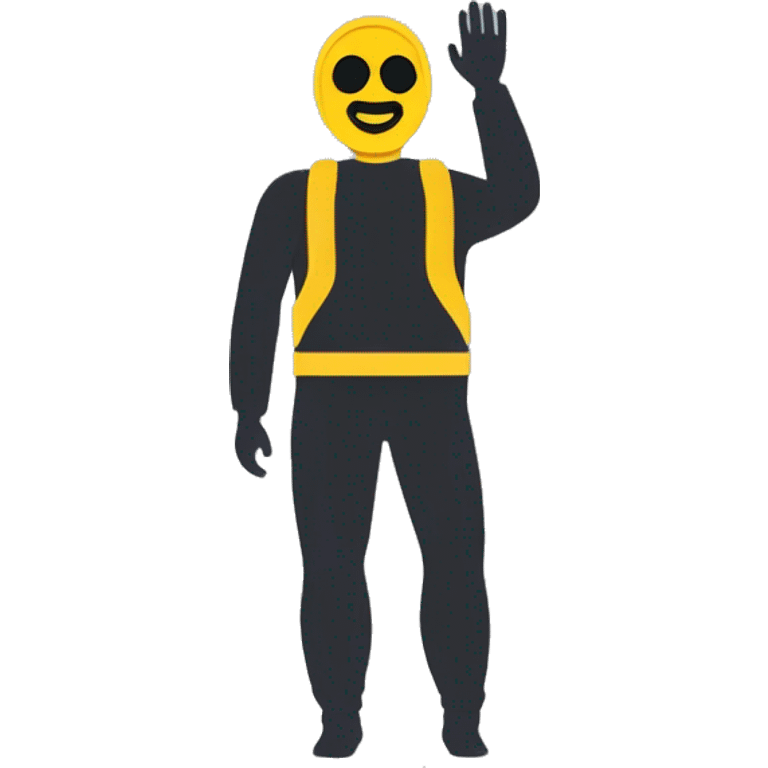 fullbody man hand up in diving mask emoji