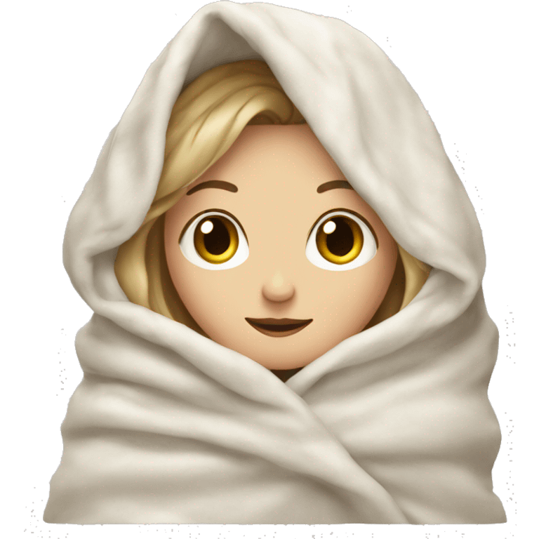 A white girl in a blanket emoji