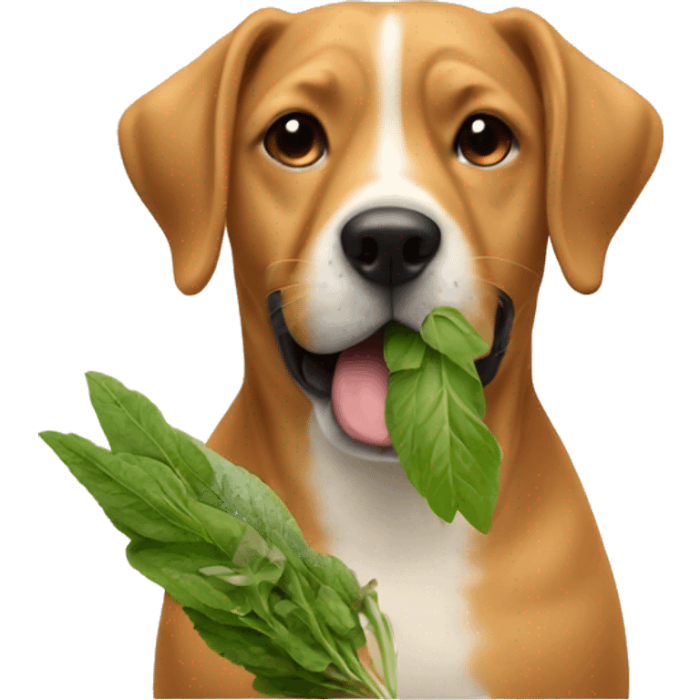 Dog eating herbal medicine  emoji