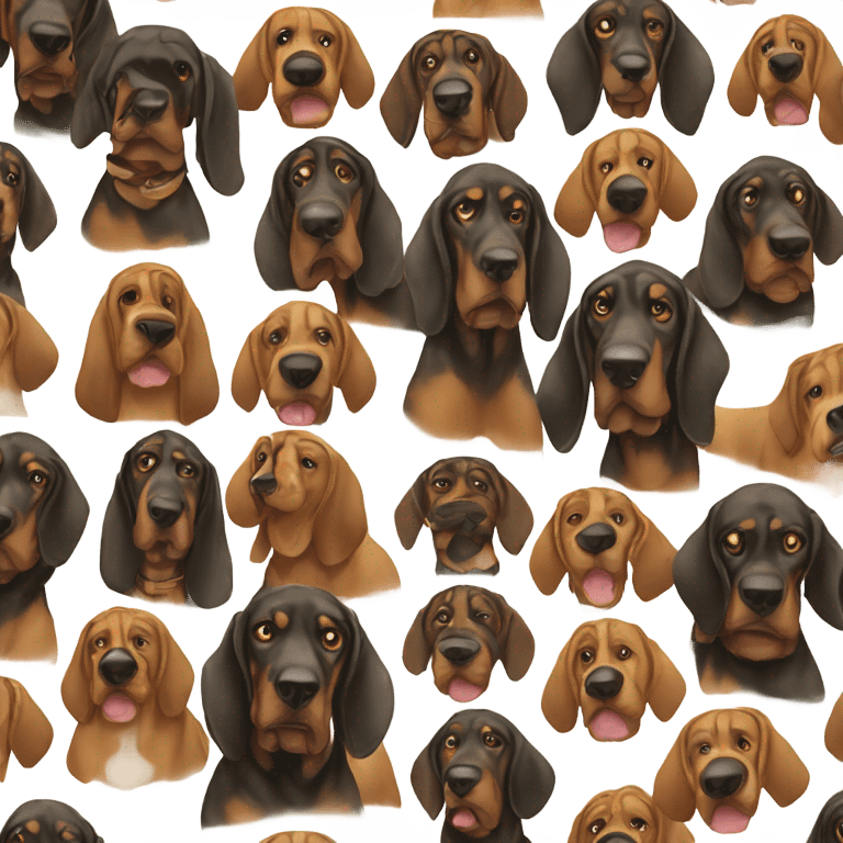 Black and brown bloodhound with white spot on chest emoji