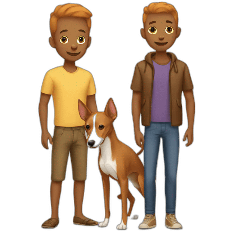 Human brown gay couple with a podenco emoji