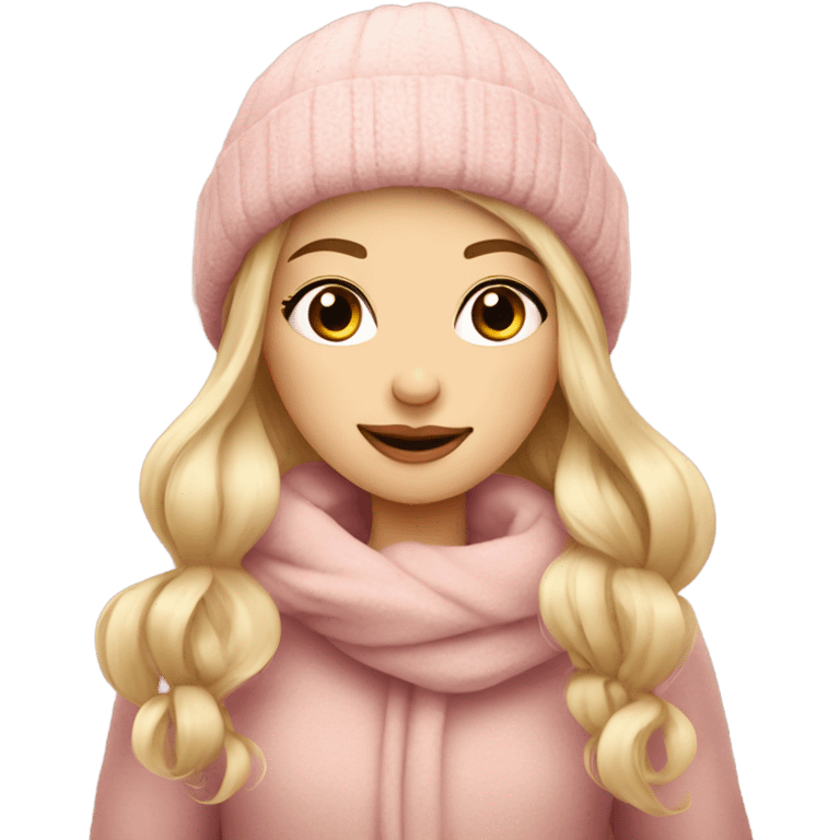 cozy beautiful finnish blond winter girl brown pink emoji