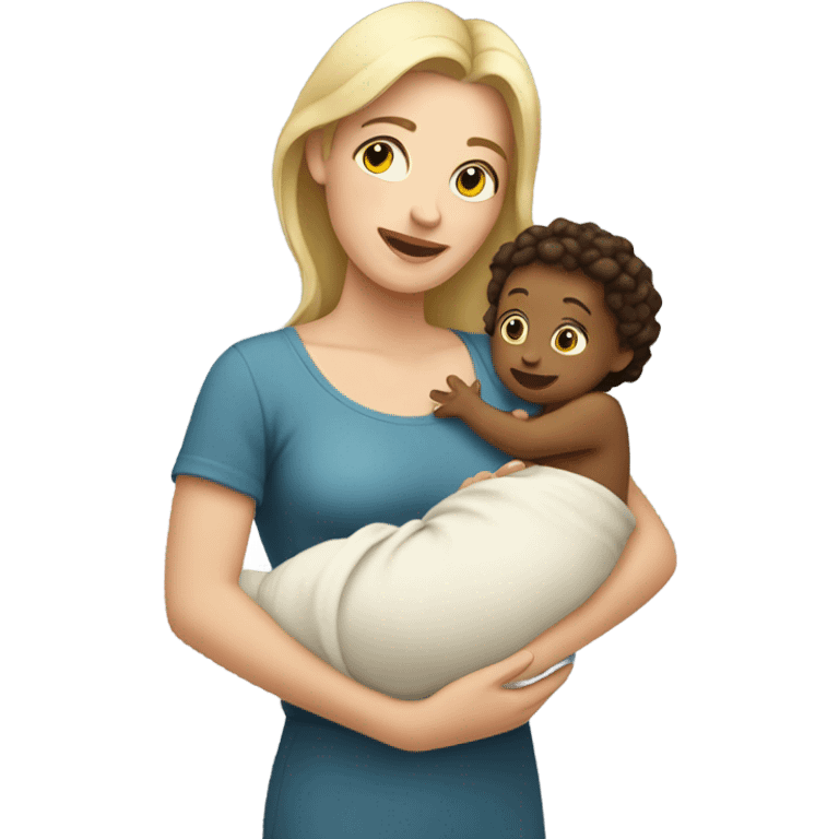 A white mother holding her bab emoji