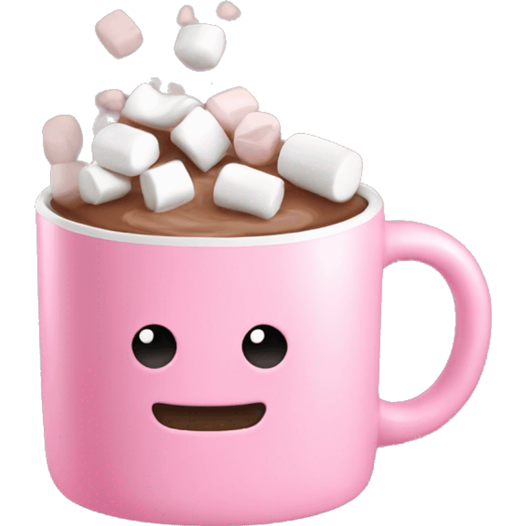 Pink mug with hot chocolate and marshmallows  emoji