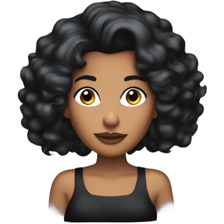 Tanned woman with black hair dressed in 1990s r&b hair, makeup, and attire  emoji