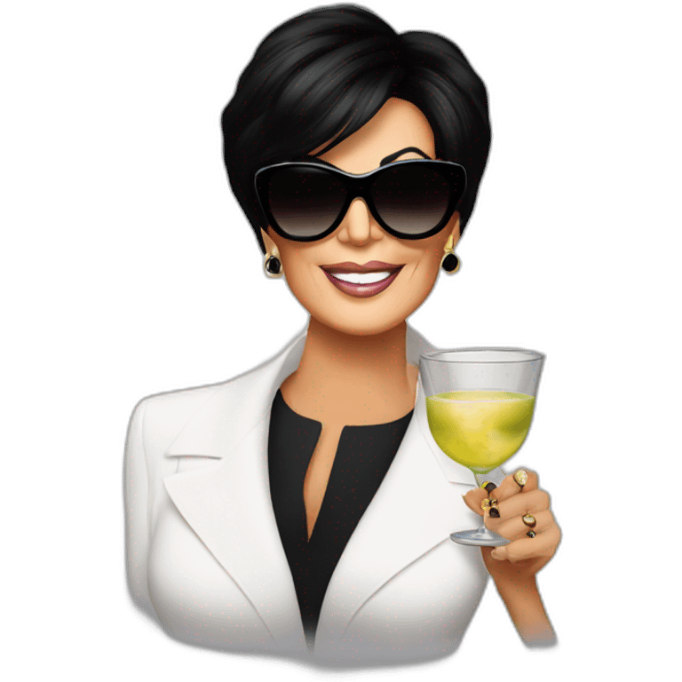 Kris Jenner with sunglasses drinking a martini emoji