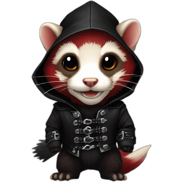 Red ferret wearing black gothic heavy metal clothing emoji