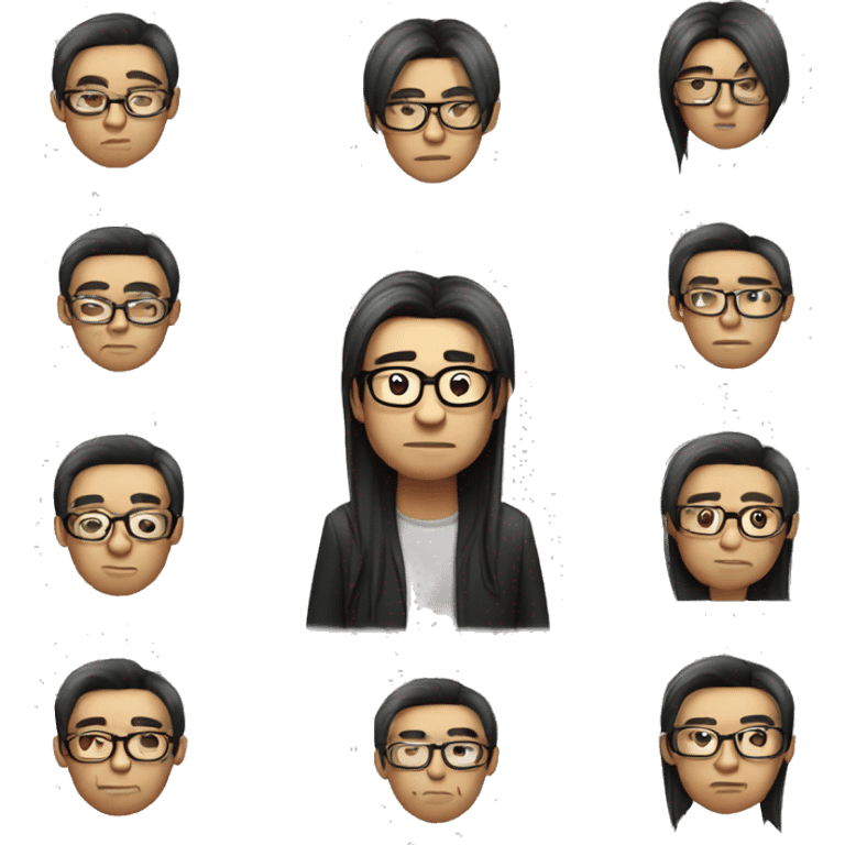 asian guy with very long straight hair and round glasses emoji