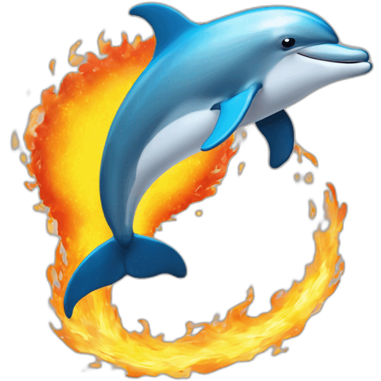 dolphin jumping through hoop of fire emoji