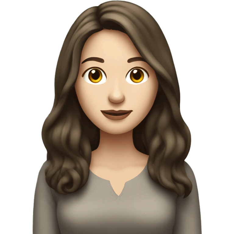 brunette caucasian woman with long hair drawing on a ipad emoji