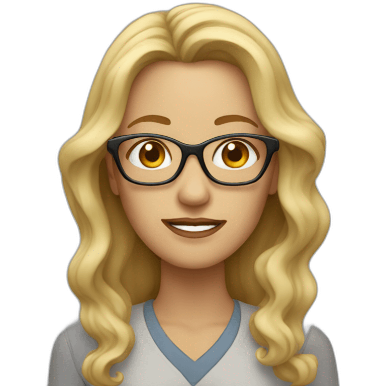 middle aged woman with wavy long blonde hair wearing glasses emoji