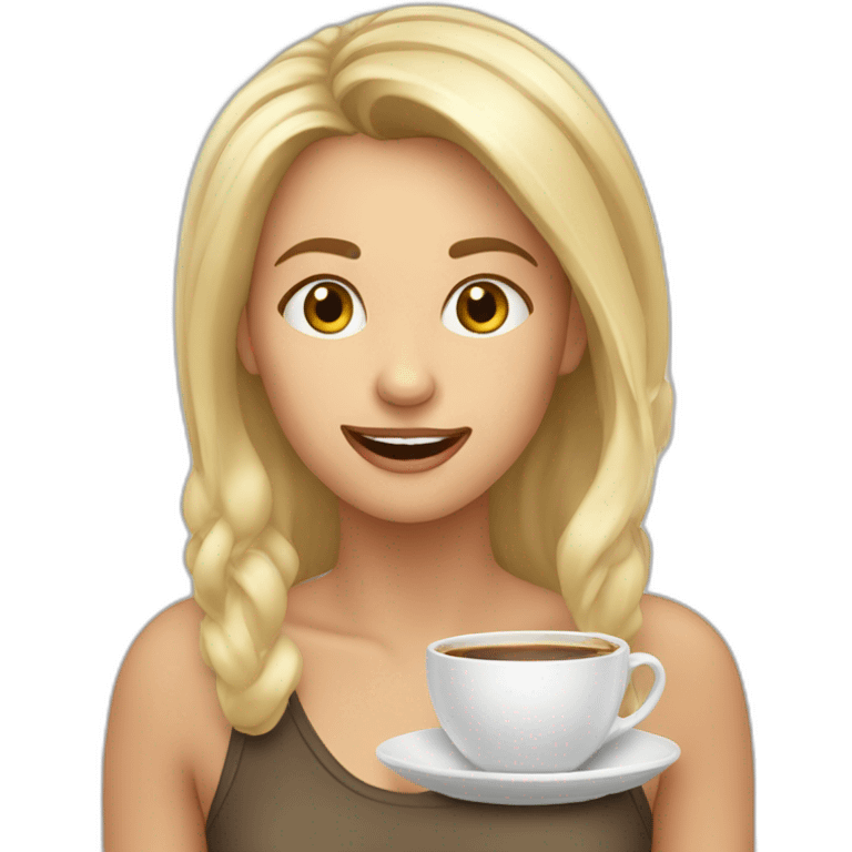 Una rubia cabeza rapada tomando café  emoji