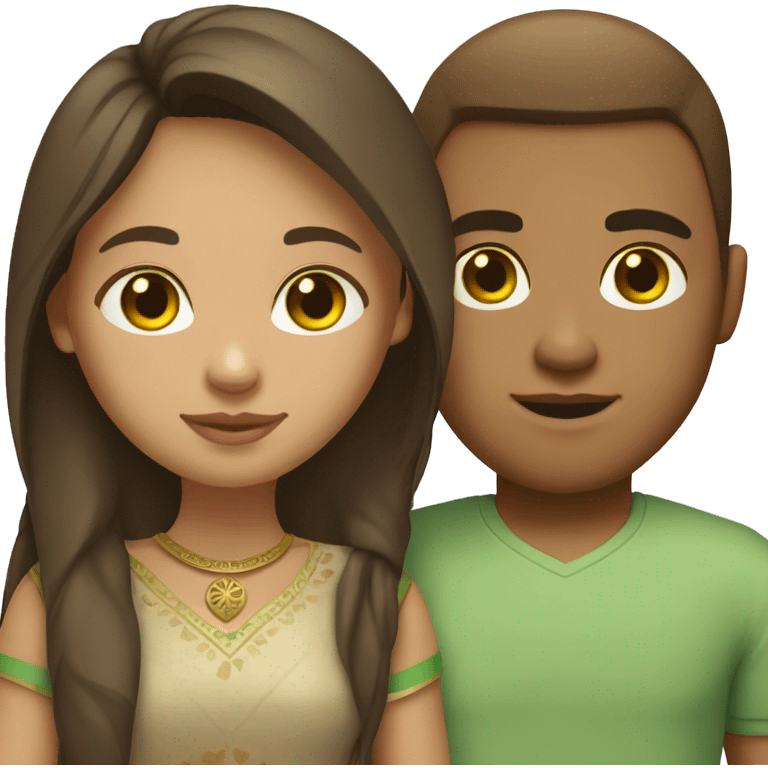 Light skin indian girl with white boyfriend with brown hair and green eyes emoji