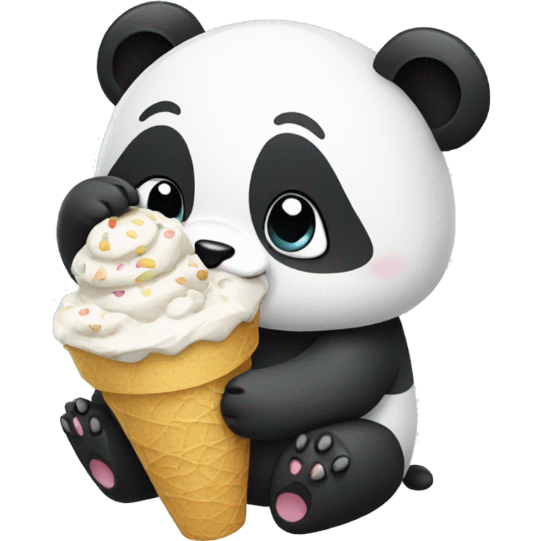 Panda eating ice cream emoji