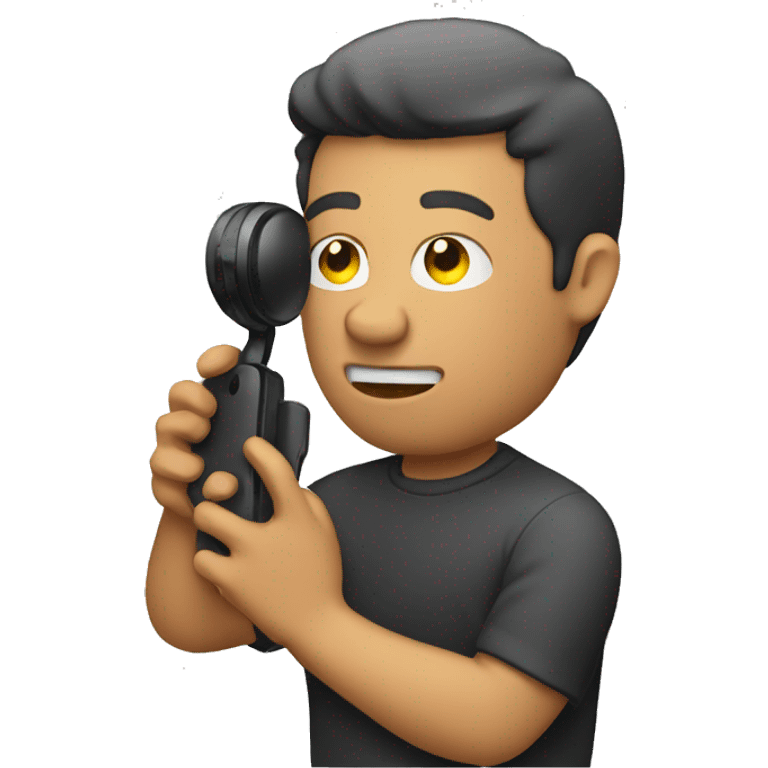 man recording with a phone emoji