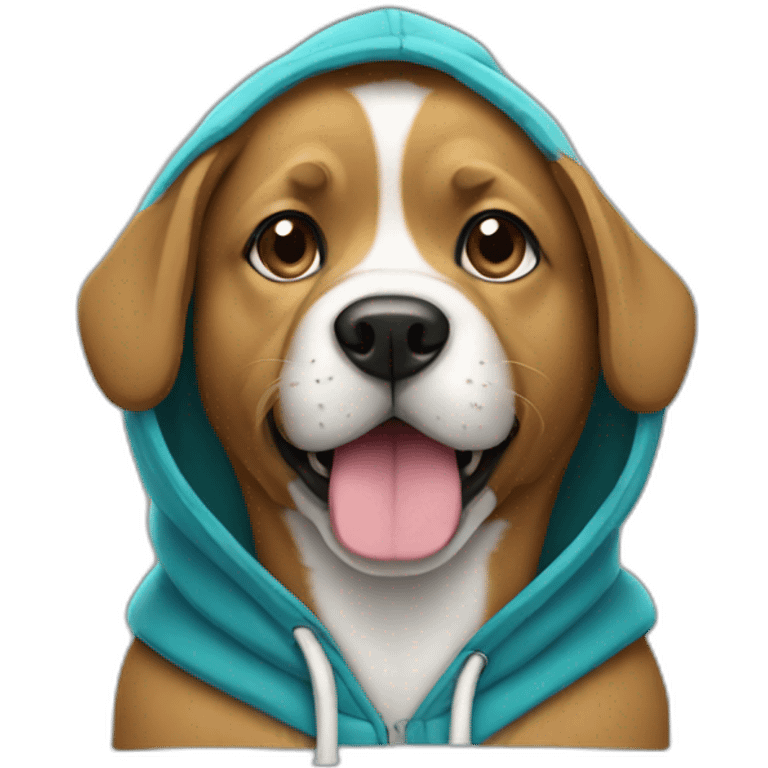 Dog wearing a hoodies emoji