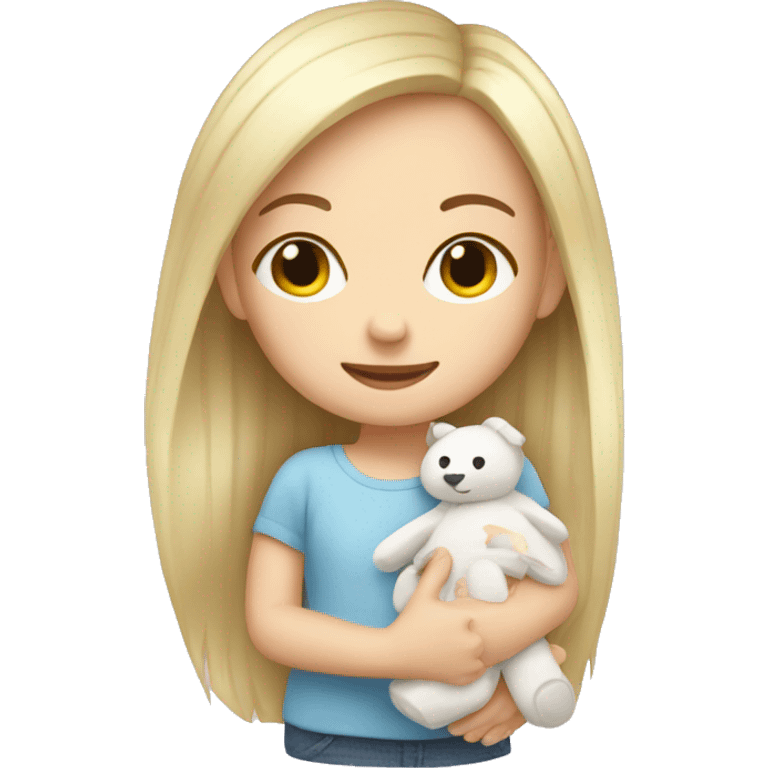 little white girl with baby plushy emoji