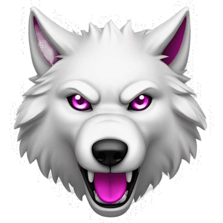 angry white wolf with  magenta eyes emoji