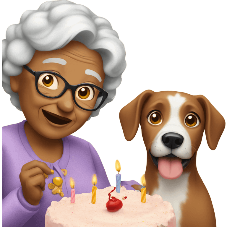 Grandma and dog connection birthday  emoji