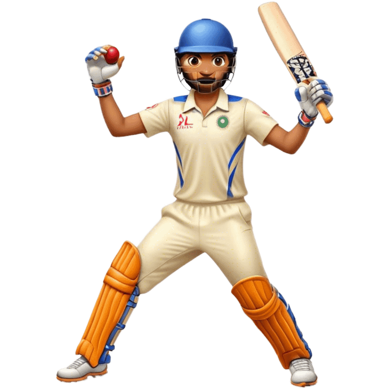 Cinematic Realistic Cricket Pop Culture Emoji, depicted with a dynamic, action‚Äêpacked scene capturing the spirit of India's beloved sport rendered with vibrant textures and energetic lighting. emoji