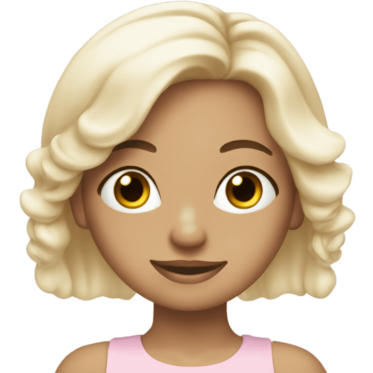 beautiful blonde girl wearing light pink doing pilates emoji