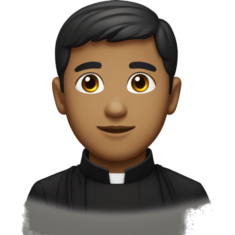 young latino catholic priest in a black cassock with a Roman collar  emoji