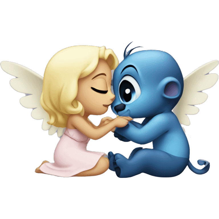 Stitch kissing angel emoji