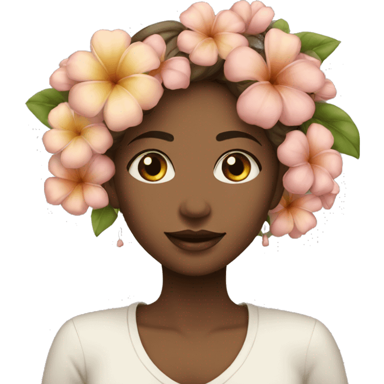 Mulher parda com flores  emoji