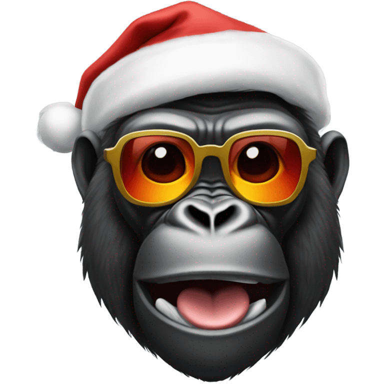 A gorilla Santa clause with sunglasses  emoji