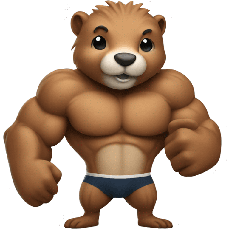 Sports beaver with muscles emoji