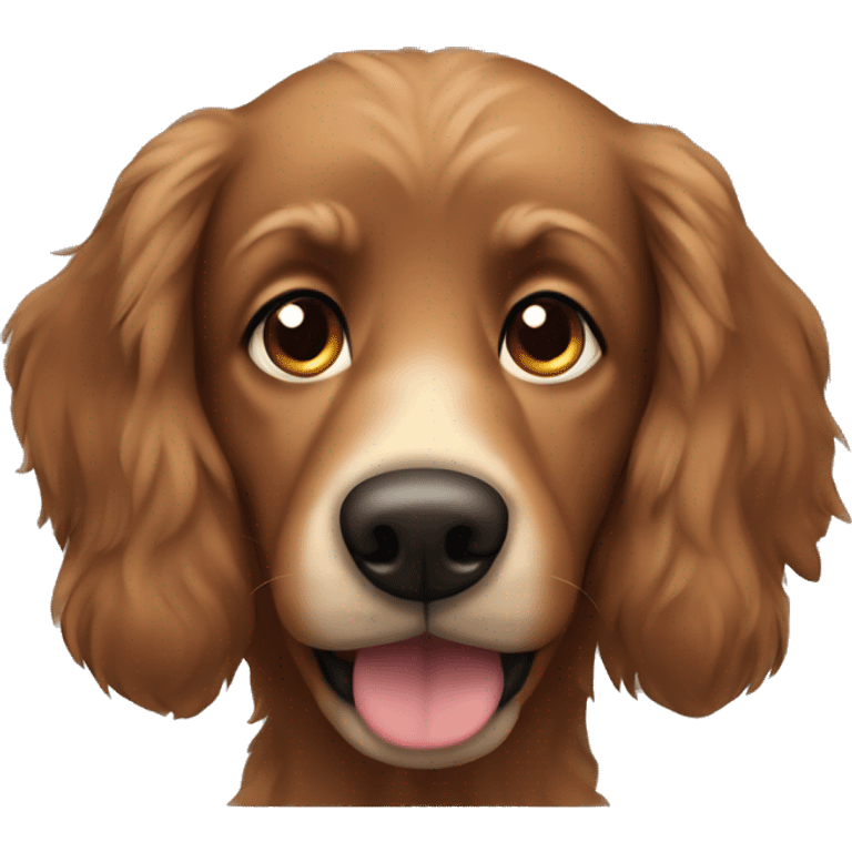 Brown dog  with black long fluffy ears  emoji