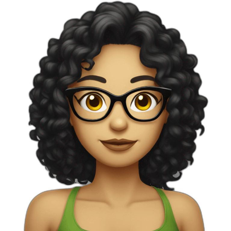 Sexy Turtle with glasses and long black curly hair emoji