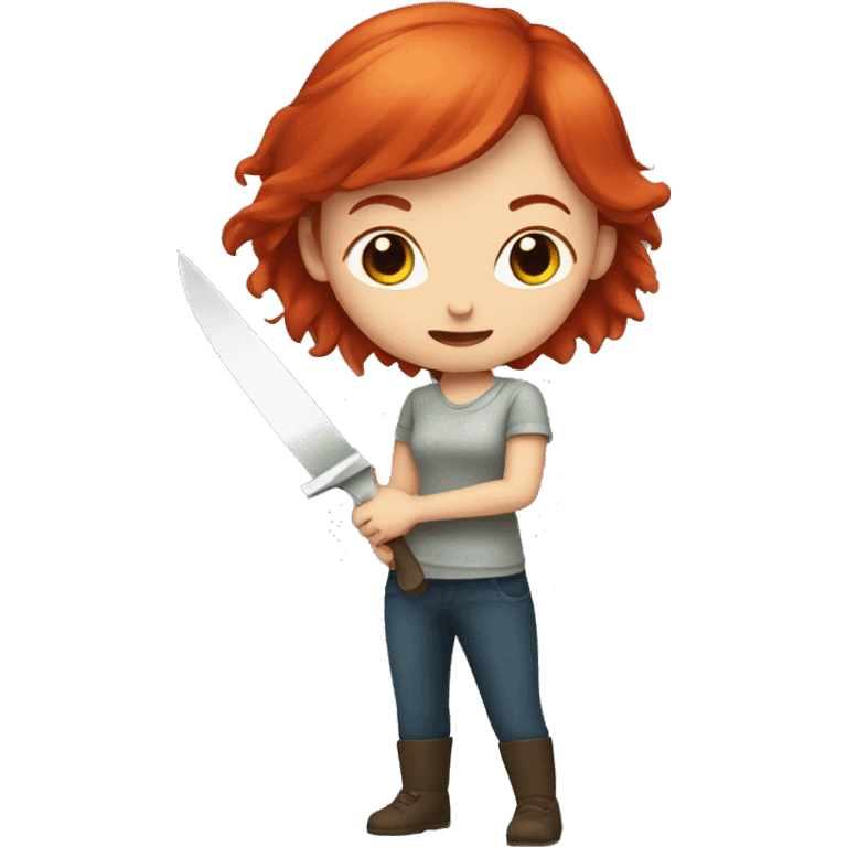 A red-haired girl with a knife emoji